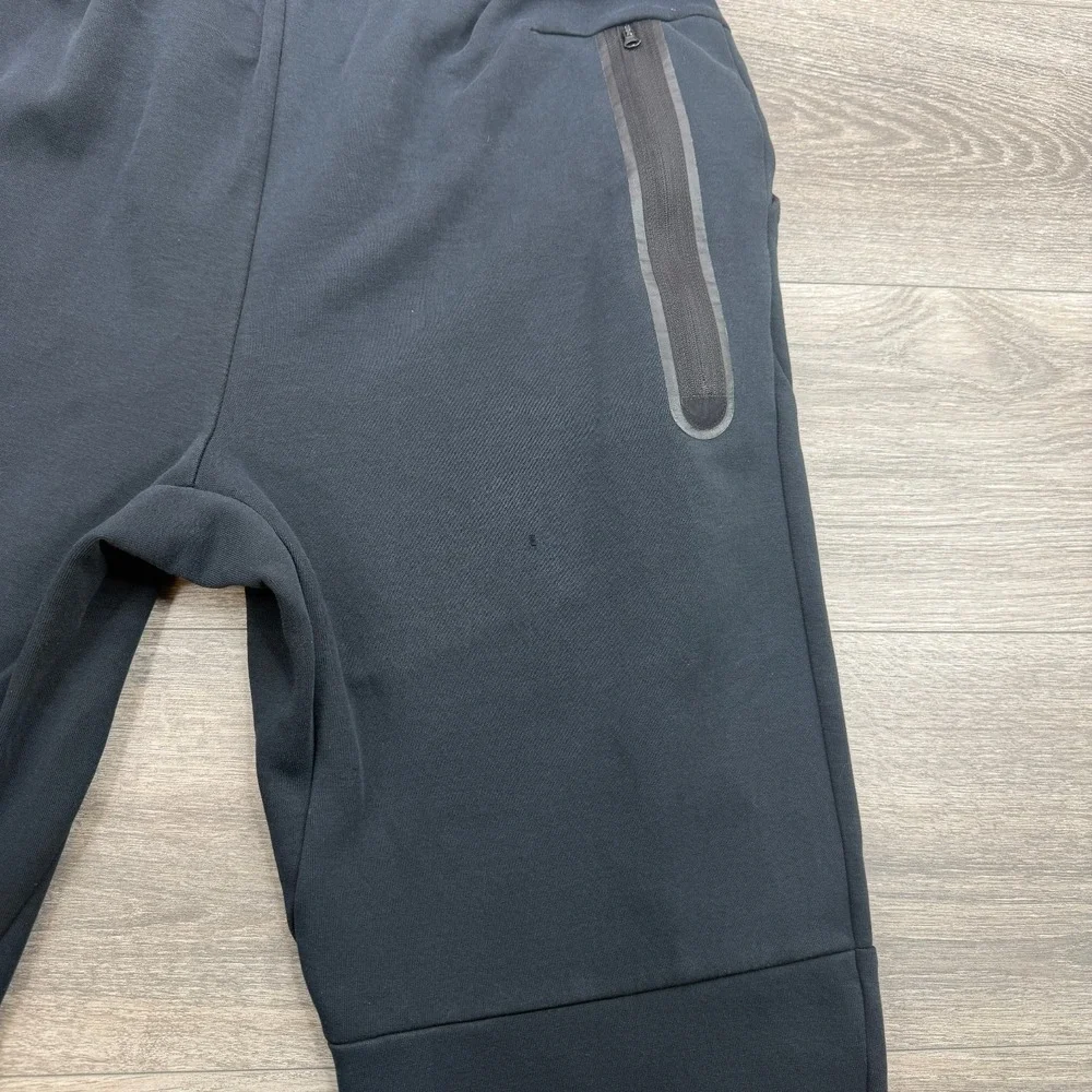 Nike Tech Fleece Joggers Mens Large Triple Black Swoosh Zip Pocket Sweatpants